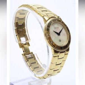 Gucci 3300-L White Dial 18k Gold Plated Ladies Quartz Wristwatch